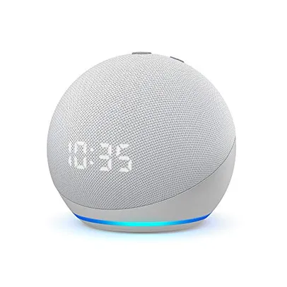 Saindo por R$ 349: Echo Dot da 4ª geração - Smart Speaker com Relógio e Alexa - Cor Branca | R$349 | Pelando