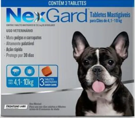 Nexgard anti pulgas e carrapatos 4,1-10kg com 3 tabletes