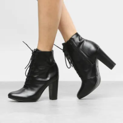 Bota Coturno Via Uno Salto Alto Grosso Amarração Feminina - Preto (nº 34 ao 39) - R$ 84