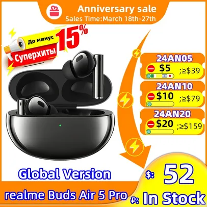 Realme Buds Air 5 Pro TWS Fone De Ouvido