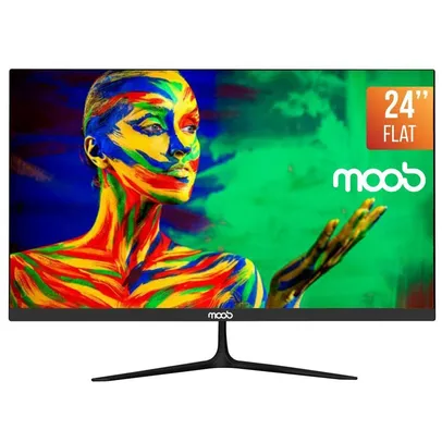 Monitor LED Moob 24 Polegadas, Full HD, 75Hz, 2ms, HDMI, VGA, SPK, Bordas Ultra Finas, Preto