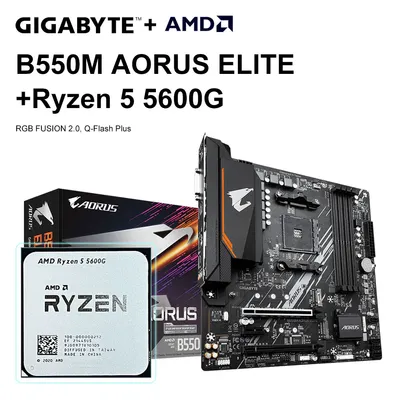 Kit Placa mãe B550M Aorus Elite + Ryzen 5 5600G