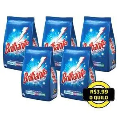 [Ponto Frio] Compre 4 e leve 5 Detergentes em Pó Brilhante Multi-Tecidos de 2 Kg por R$ 34