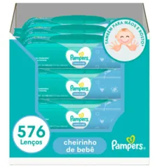 Lenços Umedecidos Pampers Cheirinho de Bebê - 576 Unidades