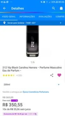 [Clube da Lu] 212 Vip Black Carolina Herrera - Masculino - Eau De Parfum/ 200ML