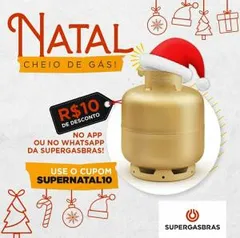 R$10 de desconto na compra do botijão no app Supergasbras