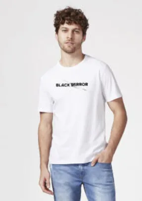 Camiseta Manga Curta Estampada Black Mirror - Branco
