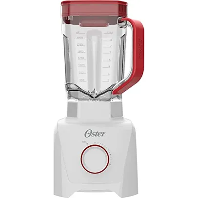 Oster OLIQ605 1100 Full - Liquidificador, 3,2L, 1100W, Branco e Vermelho