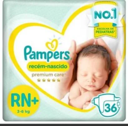 Fraldas Pampers Premium Care Recém Nascido RN+ 36 Unidades