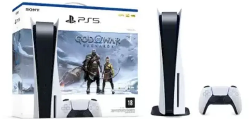 [Cartão mastercard] Console Sony PS5 + God of War Ragnarök, Branco