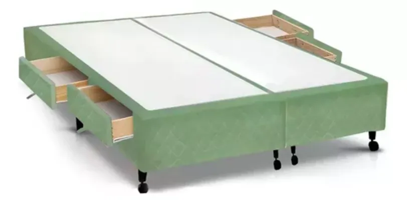 Cama Box Base C/gavetas King Poli Verde (193x27-c/4 Gav)cas