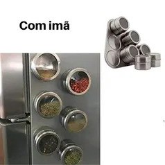 PORTA CONDIMENTOS MAGNETICO ACO INOX 7 PECAS KEHOME | R$50