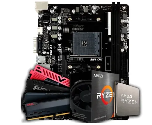 Kit Upgrade, AMD Ryzen 5 5600GT, Placa Mãe Chipset B450, Memória DDR4 8GB