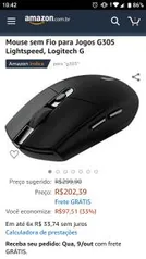 Mouse sem Fio para Jogos G305 Lightspeed, Logitech G R$202