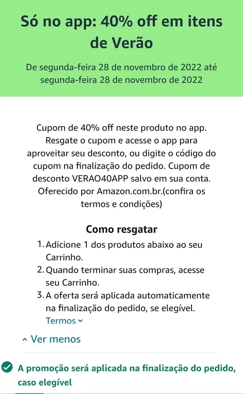 Imagem na descrição da promoção