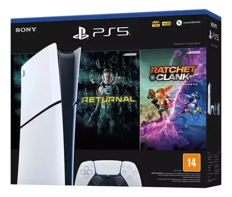 Console Digital Ps5 Slim + Jogo Ratchet & Clank And Returnal: Branco #Mercadolivre 🇧🇷