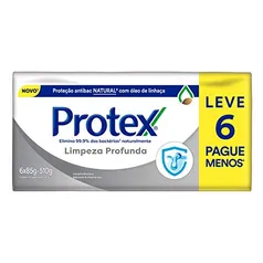 [REC | Comprando 10] Sabonete em Barra Protex Limpeza Profunda 85g, pacote de 6 unidades