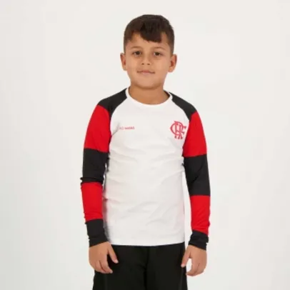 Camisa Flamengo Steep Manga Longa Infantil Branca