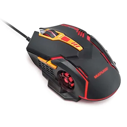 Mouse Gamer Dpi 2400 Preto/Laranja Multilaser - MO270