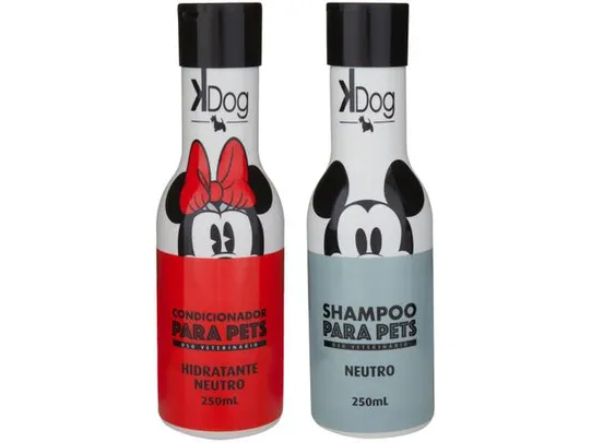 Kit Shampoo e Condicionador Cachorro e Gato -Neutro K-Dog Disney 250ml