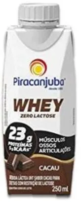 [2 UN] Whey Zero Lactose Sabor Cacau Piracanjuba 250ml [R$3,23 CADA]