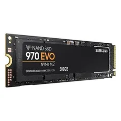 SSD 500GB - Samsung 970 Evo - M.2 (2280 / PCIe NVMe) 3400 MB/s (leitura) 2300 MB/s (gravação) MZ-V7E500 | R$600