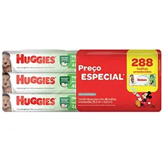 6 pacotes de lenços Umedecidos Huggies Max Clean - 288 lenços total