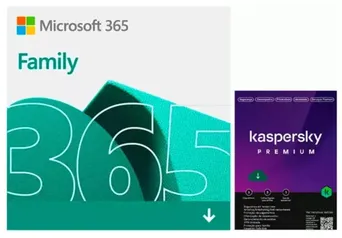 Microsoft 365 Family, 1 licença para até 6 usuários Assinatura 15 meses + Kaspersky Antivírus Premium para 5 dispositivos 