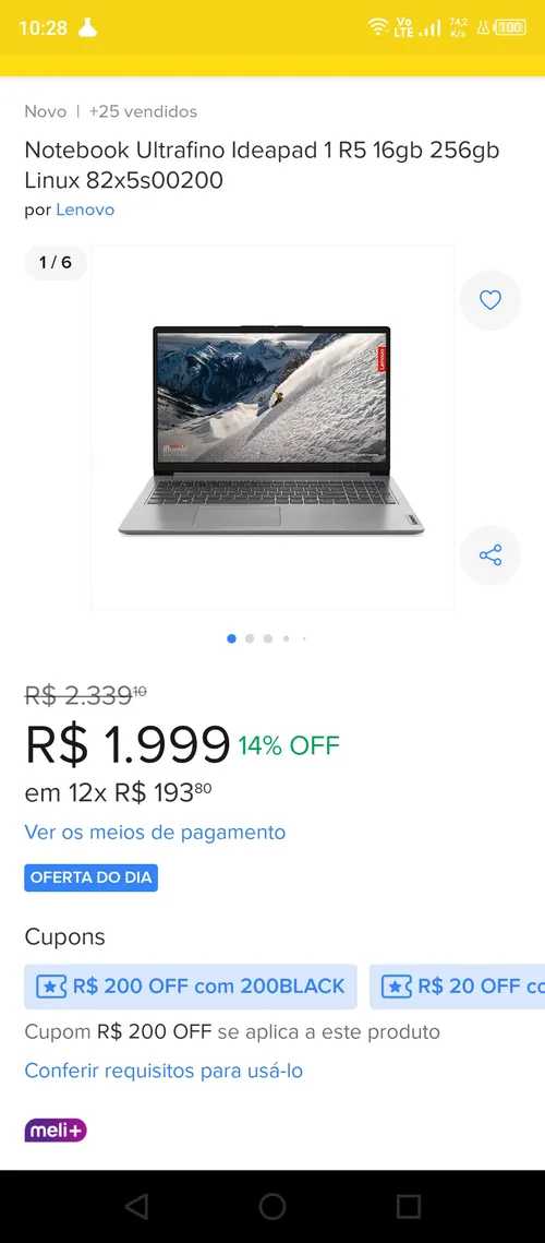 Imagem na descrição da promoção