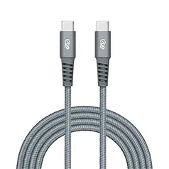 Cabo USB-C + USB-C I2GO 2m 3A Nylon Trançado Chumbo - I2GO PRO