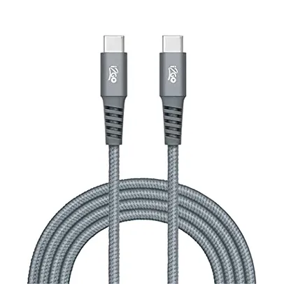 Cabo USB-C + USB-C I2GO 2m 3A Nylon Trançado Chumbo - I2GO PRO