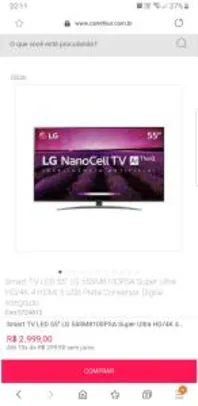 Smart TV LED 55" LG 55SM8100PSA Super Ultra HD/4K | R$2999