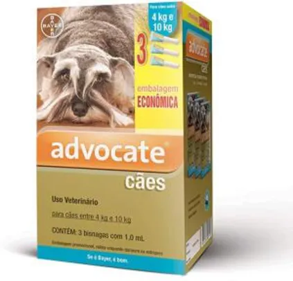 [PRIME] Antipulgas Advocate Bayer para Cães de 4kg até 10kg - 3 Bisnagas de 1,0ml R$127