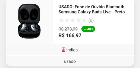 Galaxy Buds Live Preto Categoria USADO