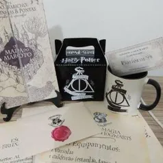 Box Harry Potter com 6 itens - Carta + Caneca + Caixinha + Mapa + Bilhete + Feitiços - R$60