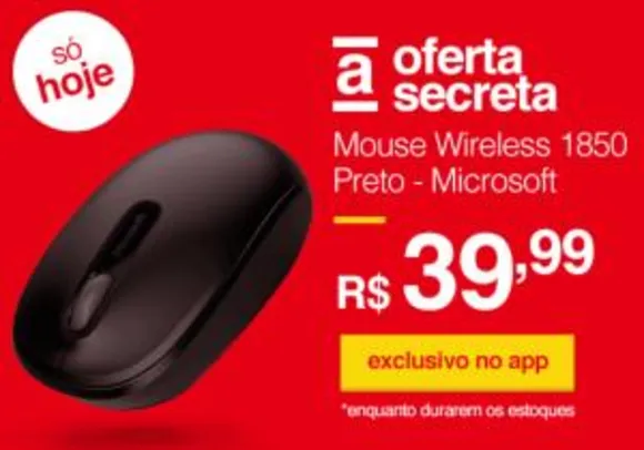 Mouse Wireless 1850 Microsoft - Preto