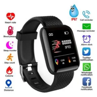 Saindo por R$ 47: LAR Smartwatch Bluetooth Cardíaca Pressão Arterial relógio inteligente de Fitness Pulseira Rastreador | Pelando