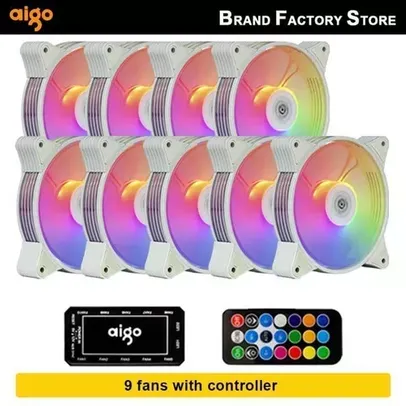 [Moedas] KIT 9 FANS AIGO AIR 12 (48CFM) com controladora