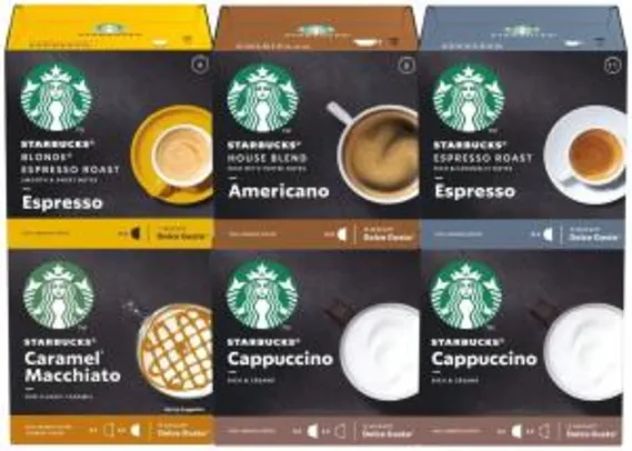 72 Cápsulas Dolce Gusto Starbucks – 6 Caixas - Degustação Café E Bebida | R$198
