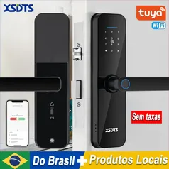 [BR/SEM TAXA] Fechadura Inteligente Tuya WiFi Digital com Leitura de Impressão digital biométrica, Smart Card, Senha e Desbloqueio por App