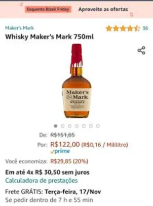 [PRIME] Whisky Maker's Mark 750ml | R$122