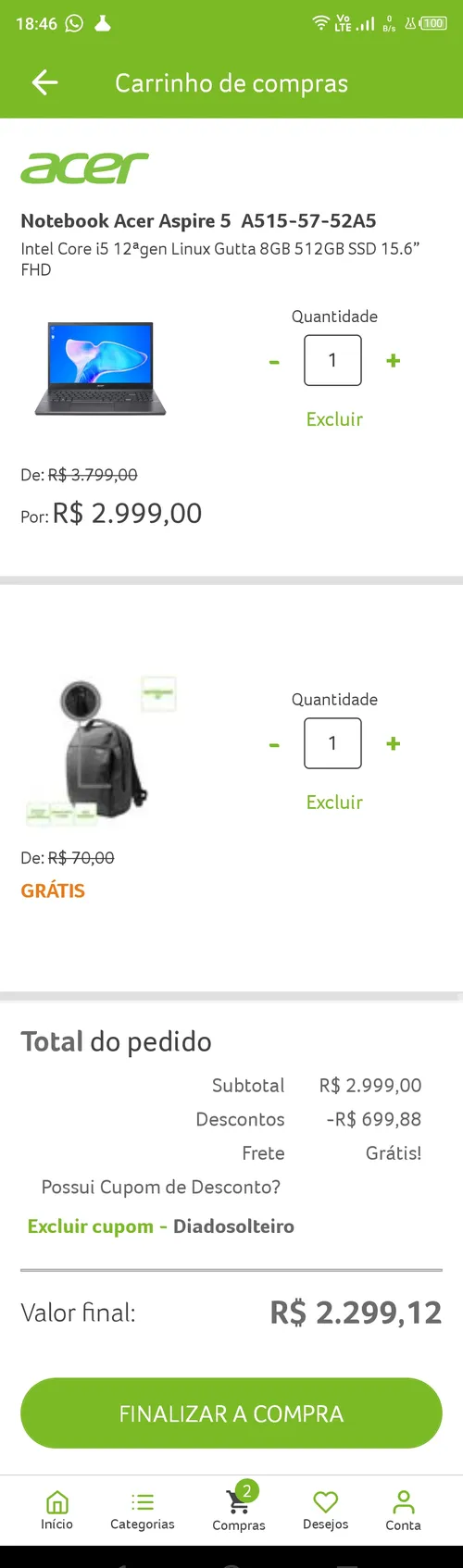 Imagem na descrição da promoção