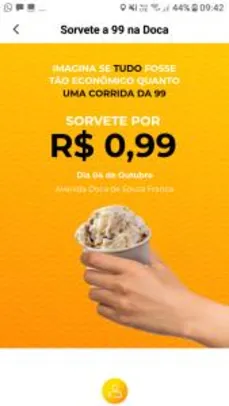 [Belém-PA] sorvete a 0.99 apresentando app 99