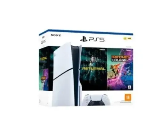 [Com Cashback R$ 3147] Console PlayStation 5 Slim Sony, SSD 1TB, Com Controle Sem Fio DualSense, Branco + 2 Jogos - 1000038899