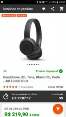 Headphone JBL Tune, Bluetooth, Preto R$220