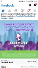 50% OFF em Pedidos acima de R$20 no Taco Bell