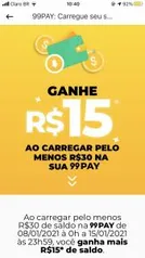 [Selecionados] 99pay: Ganhe R$15 ao depositar R$30