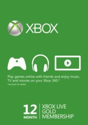 12 meses de associação ao Xbox Live Gold R$ 136