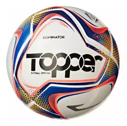 Bola Dominator TD1 21 Futsal Cor Branco/Azul/Amarelo Neon Topper