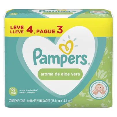 Lenço Umedecido Pampers Aroma de Aloe Vera 192 Unidades 